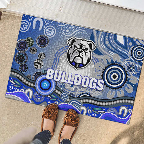 Canterbury Bankstown Bulldogs Rugby Rubber Doormat Australian Aboriginal Dot Painting Style
