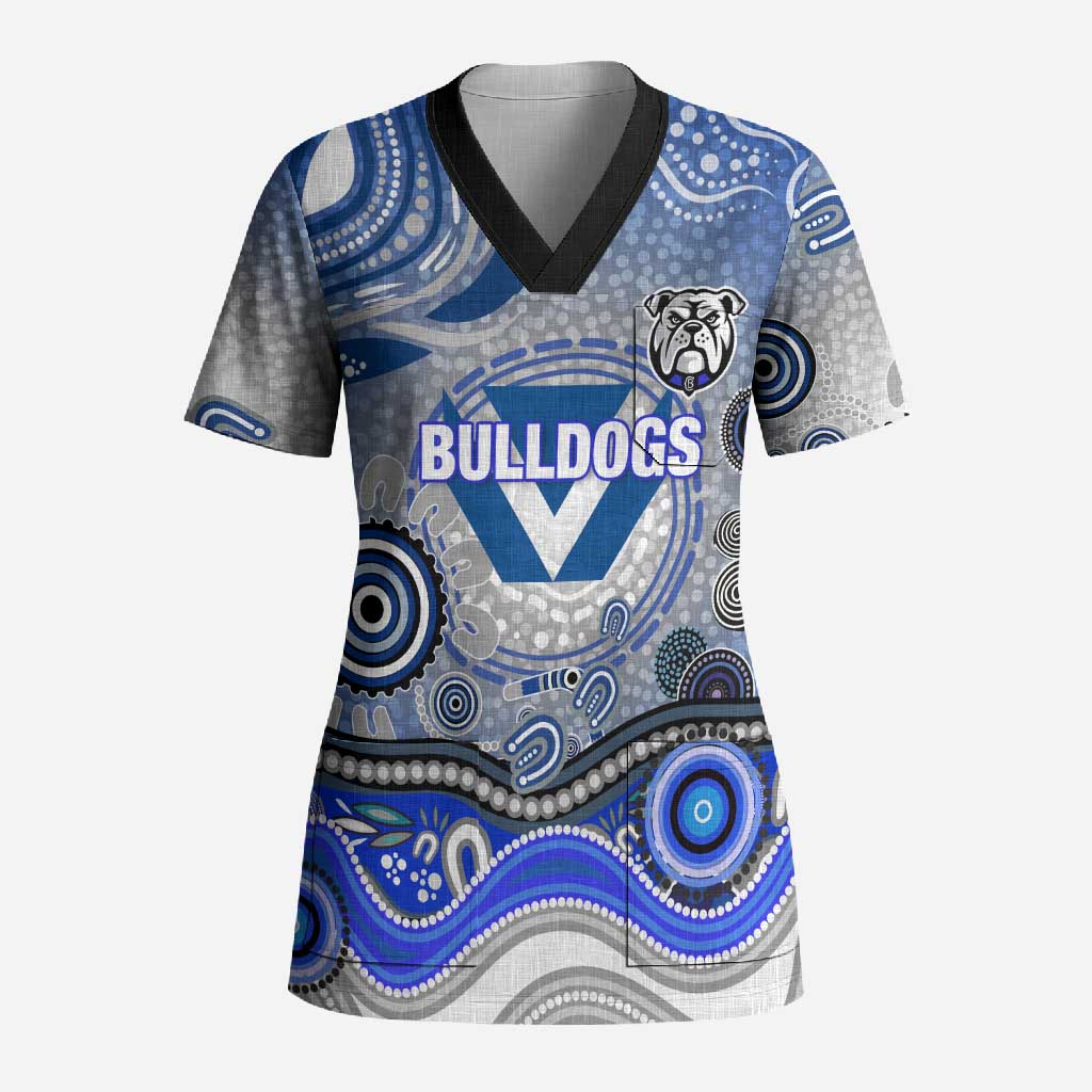 Canterbury Bankstown Bulldogs Rugby Scrub Top Australian Aboriginal Dot Painting Style