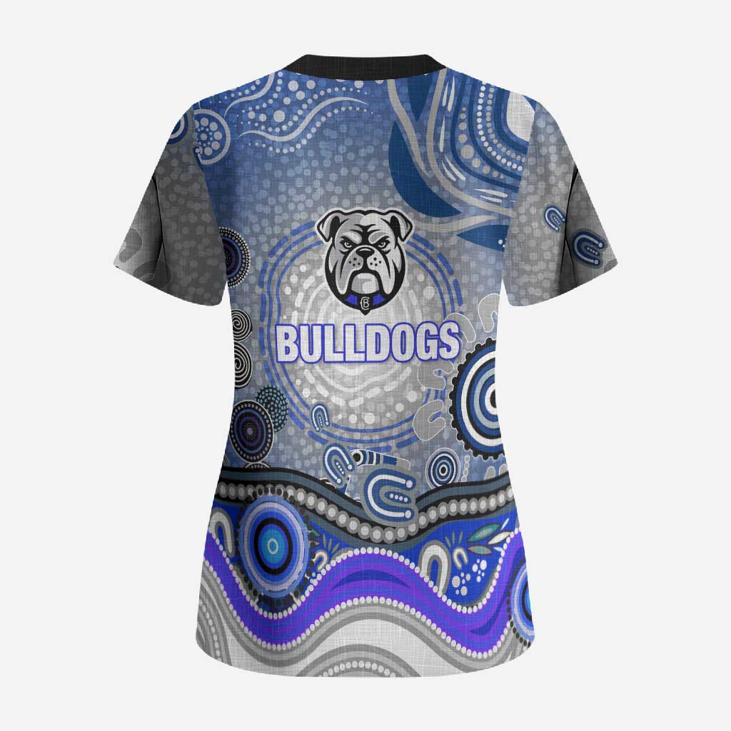 Canterbury Bankstown Bulldogs Rugby Scrub Top Australian Aboriginal Dot Painting Style