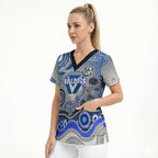 Canterbury Bankstown Bulldogs Rugby Scrub Top Australian Aboriginal Dot Painting Style