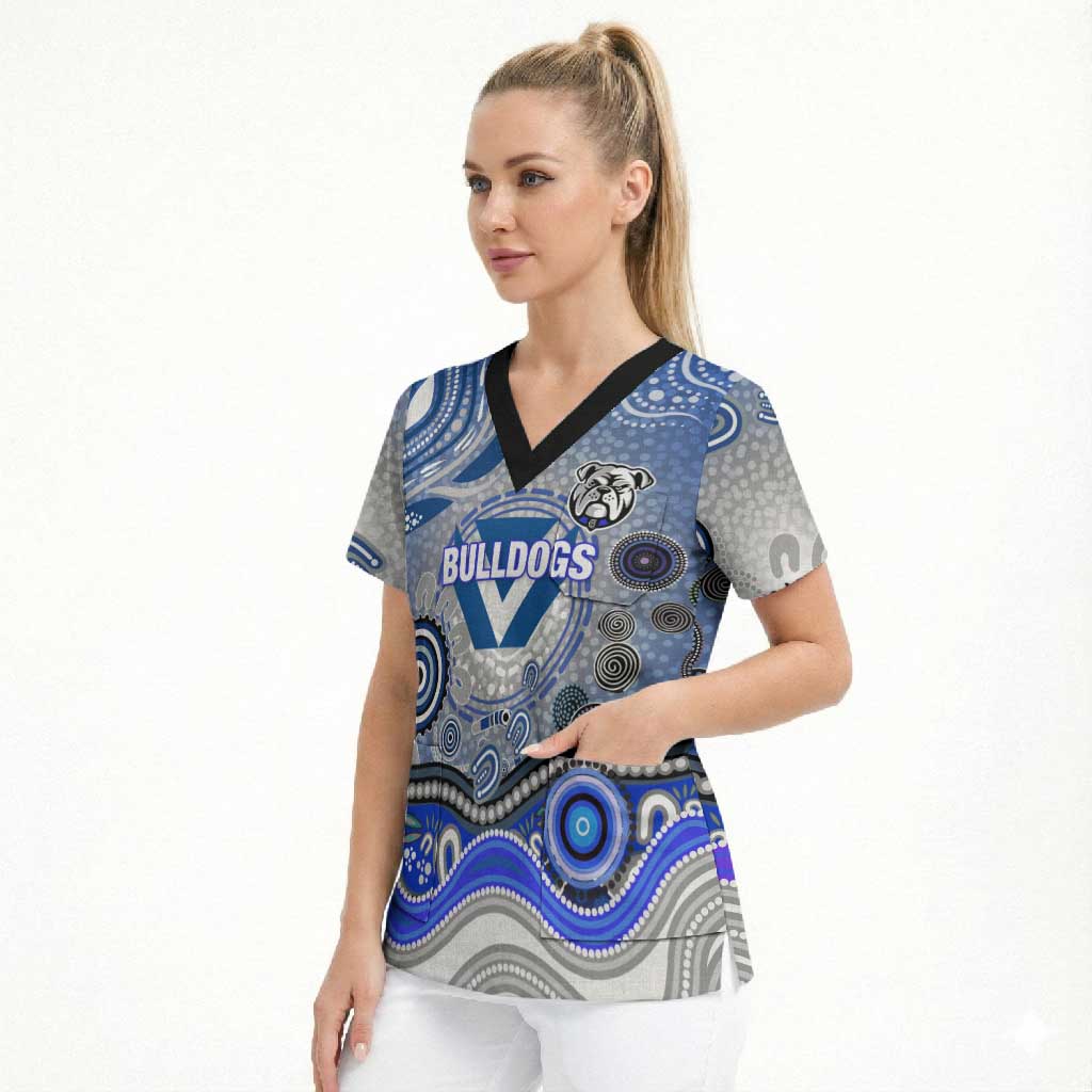 Canterbury Bankstown Bulldogs Rugby Scrub Top Australian Aboriginal Dot Painting Style