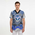 Canterbury Bankstown Bulldogs Rugby Scrub Top Australian Aboriginal Dot Painting Style