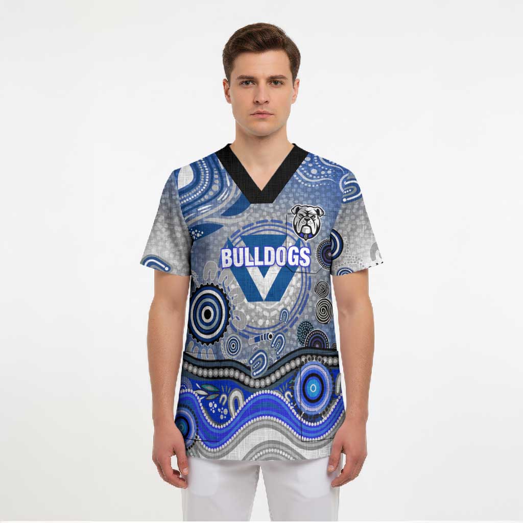 Canterbury Bankstown Bulldogs Rugby Scrub Top Australian Aboriginal Dot Painting Style