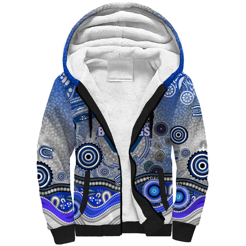 Canterbury Bankstown Bulldogs Rugby Sherpa Hoodie Australian Aboriginal Dot Painting Style