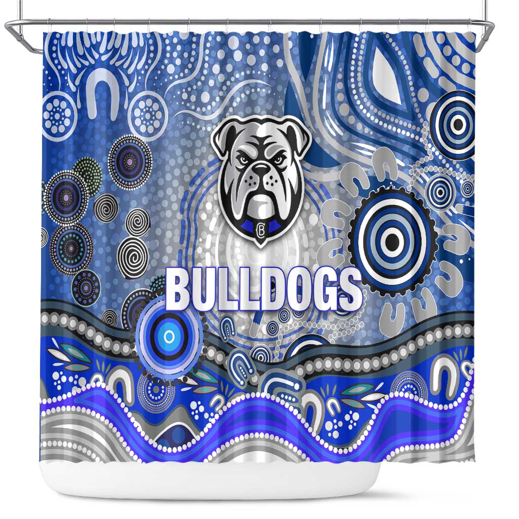 Canterbury Bankstown Bulldogs Rugby Shower Curtain Australian Aboriginal Dot Painting Style