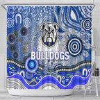 Canterbury Bankstown Bulldogs Rugby Shower Curtain Australian Aboriginal Dot Painting Style