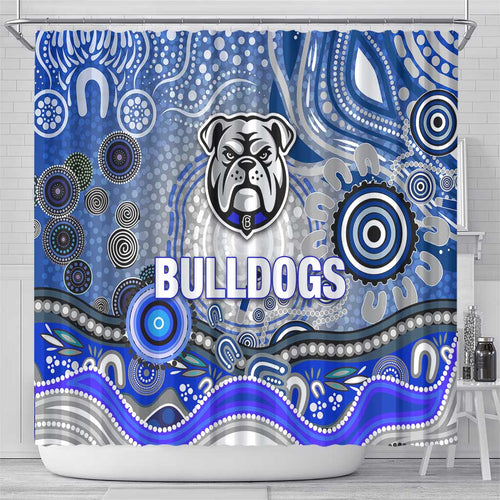 Canterbury Bankstown Bulldogs Rugby Shower Curtain Australian Aboriginal Dot Painting Style