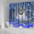 Canterbury Bankstown Bulldogs Rugby Shower Curtain Australian Aboriginal Dot Painting Style