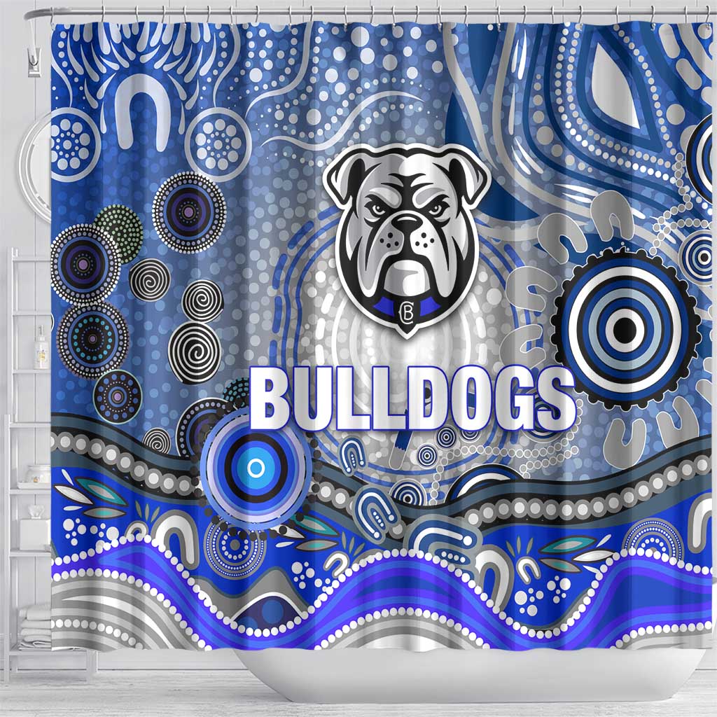 Canterbury Bankstown Bulldogs Rugby Shower Curtain Australian Aboriginal Dot Painting Style