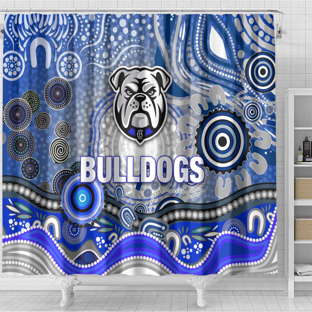 Canterbury Bankstown Bulldogs Rugby Shower Curtain Australian Aboriginal Dot Painting Style