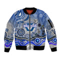 Canterbury Bankstown Bulldogs Rugby Sleeve Zip Bomber Jacket Australian Aboriginal Dot Painting Style