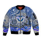 Canterbury Bankstown Bulldogs Rugby Sleeve Zip Bomber Jacket Australian Aboriginal Dot Painting Style