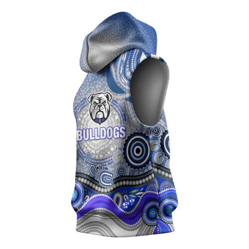 Canterbury Bankstown Bulldogs Rugby Sleeveless Hoodie Australian Aboriginal Dot Painting Style