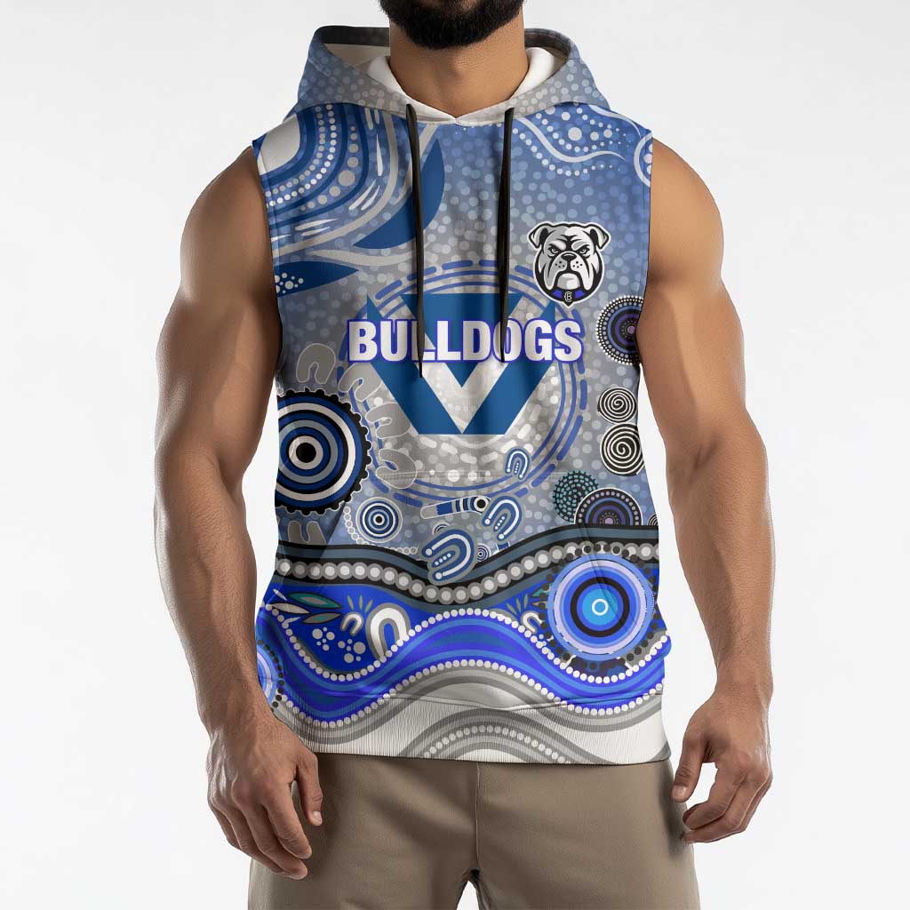 Canterbury Bankstown Bulldogs Rugby Sleeveless Hoodie Australian Aboriginal Dot Painting Style