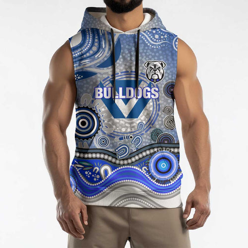 Canterbury Bankstown Bulldogs Rugby Sleeveless Hoodie Australian Aboriginal Dot Painting Style