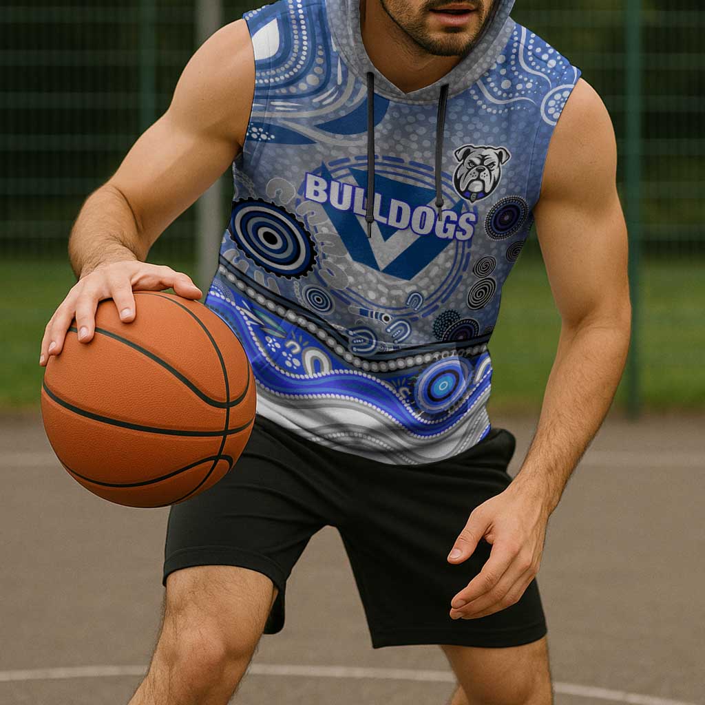 Canterbury Bankstown Bulldogs Rugby Sleeveless Hoodie Australian Aboriginal Dot Painting Style