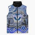 Canterbury Bankstown Bulldogs Rugby Sleeveless Puffer Jacket Australian Aboriginal Dot Painting Style