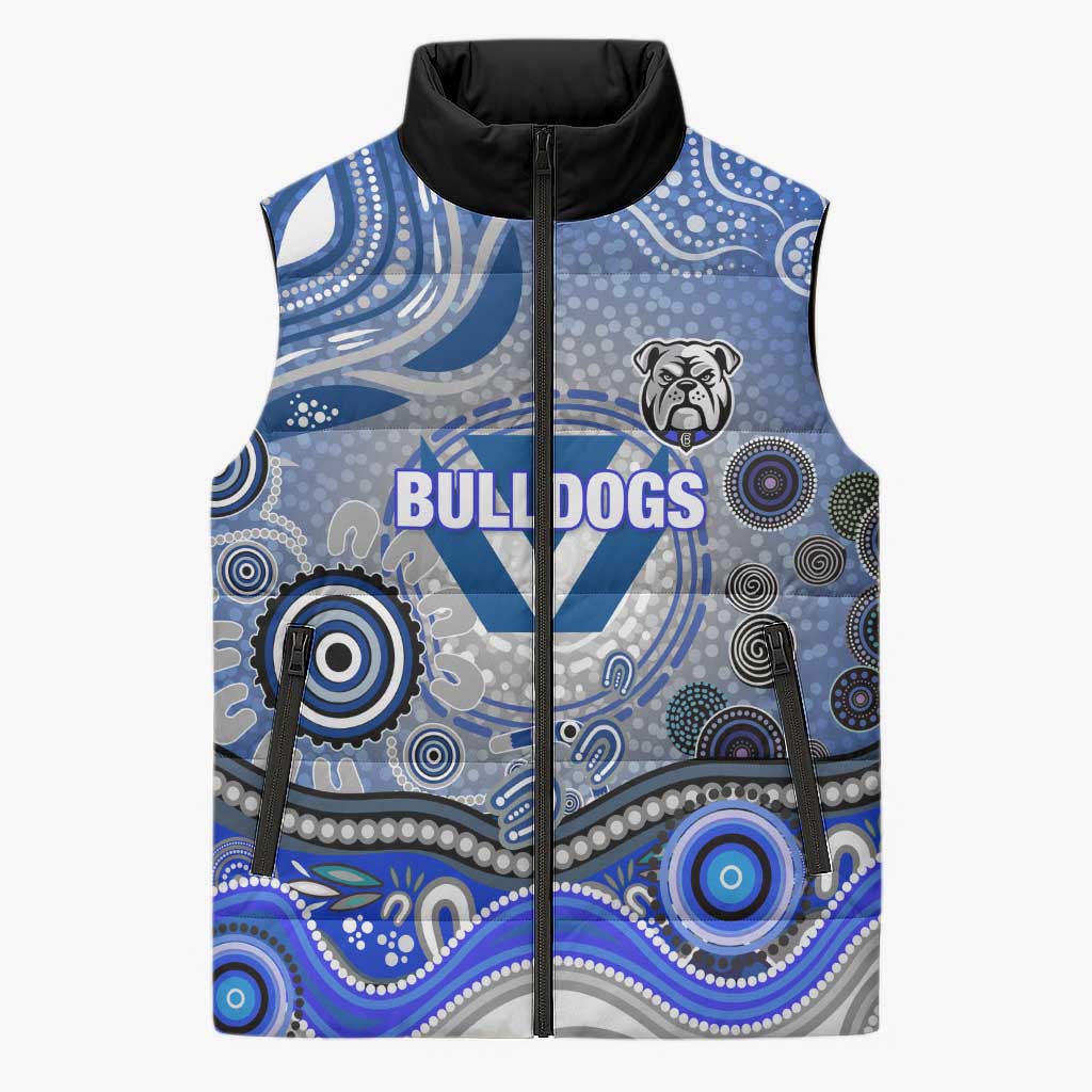 Canterbury Bankstown Bulldogs Rugby Sleeveless Puffer Jacket Australian Aboriginal Dot Painting Style