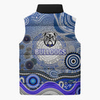 Canterbury Bankstown Bulldogs Rugby Sleeveless Puffer Jacket Australian Aboriginal Dot Painting Style