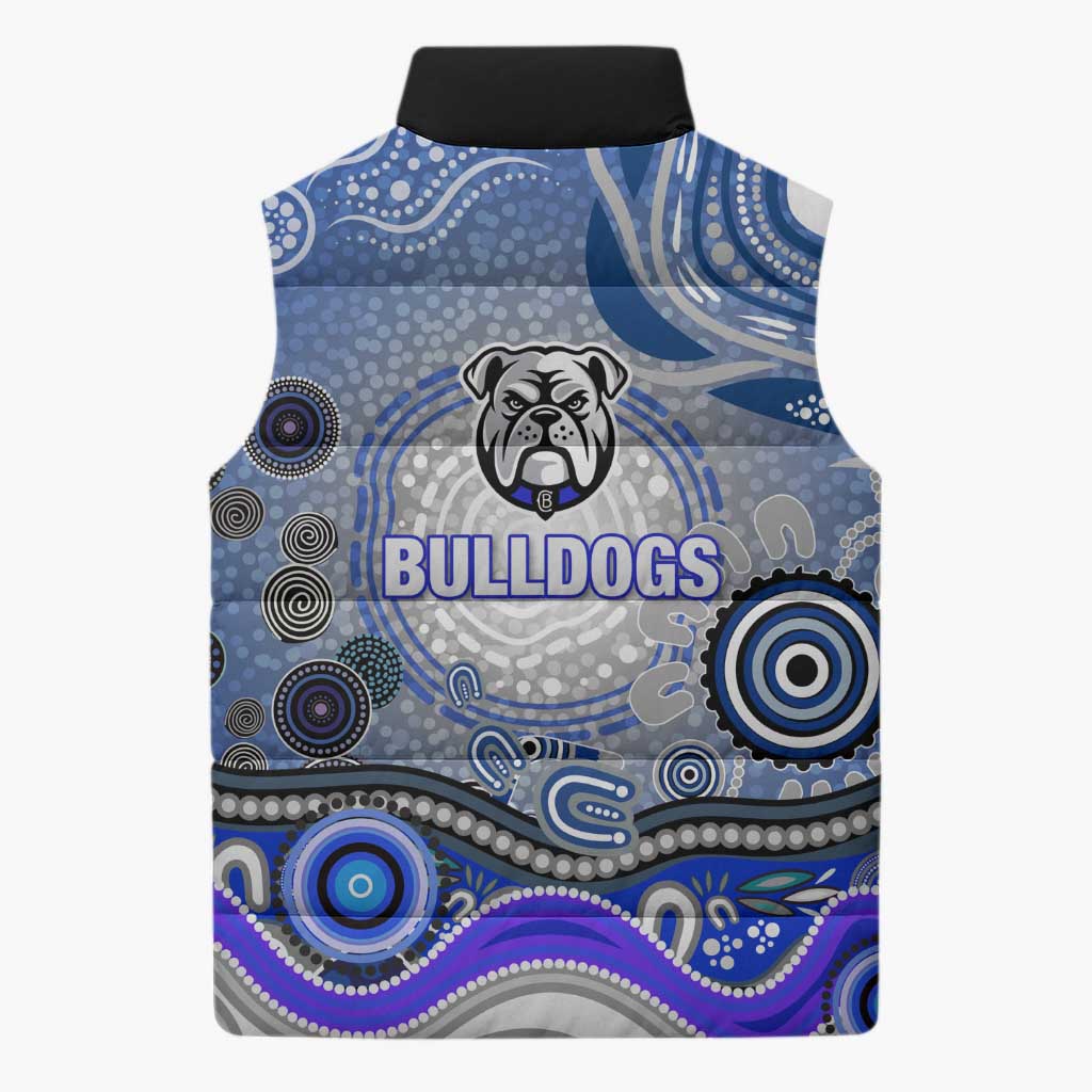 Canterbury Bankstown Bulldogs Rugby Sleeveless Puffer Jacket Australian Aboriginal Dot Painting Style