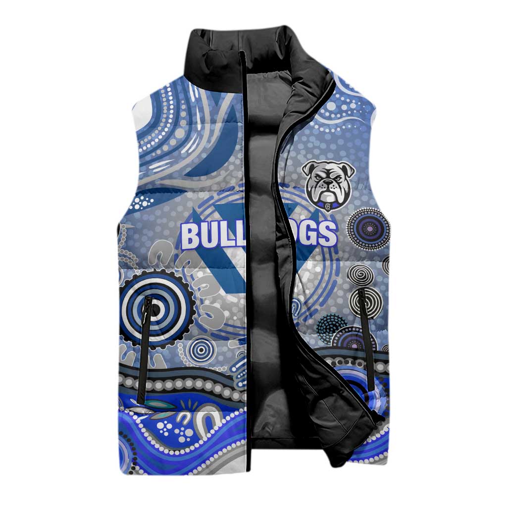 Canterbury Bankstown Bulldogs Rugby Sleeveless Puffer Jacket Australian Aboriginal Dot Painting Style