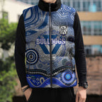 Canterbury Bankstown Bulldogs Rugby Sleeveless Puffer Jacket Australian Aboriginal Dot Painting Style
