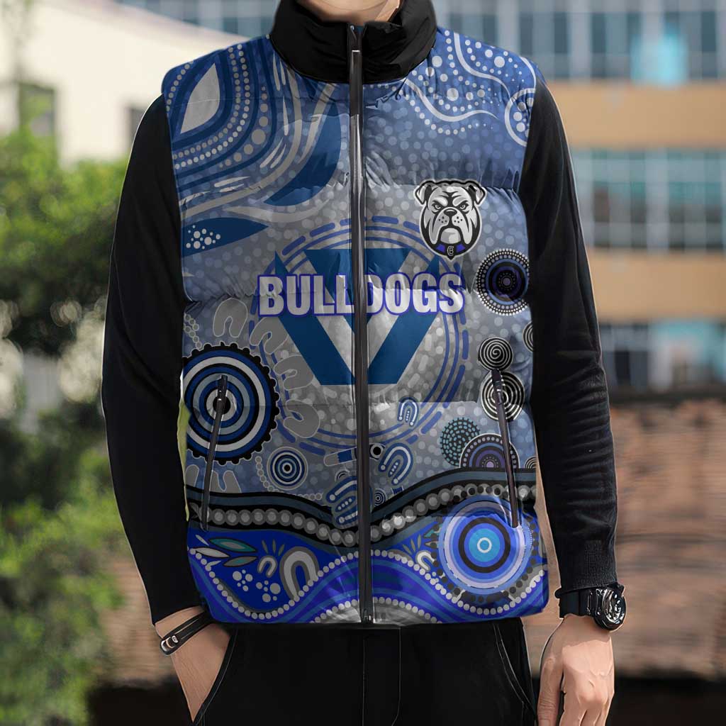Canterbury Bankstown Bulldogs Rugby Sleeveless Puffer Jacket Australian Aboriginal Dot Painting Style