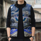 Canterbury Bankstown Bulldogs Rugby Sleeveless Puffer Jacket Australian Aboriginal Dot Painting Style