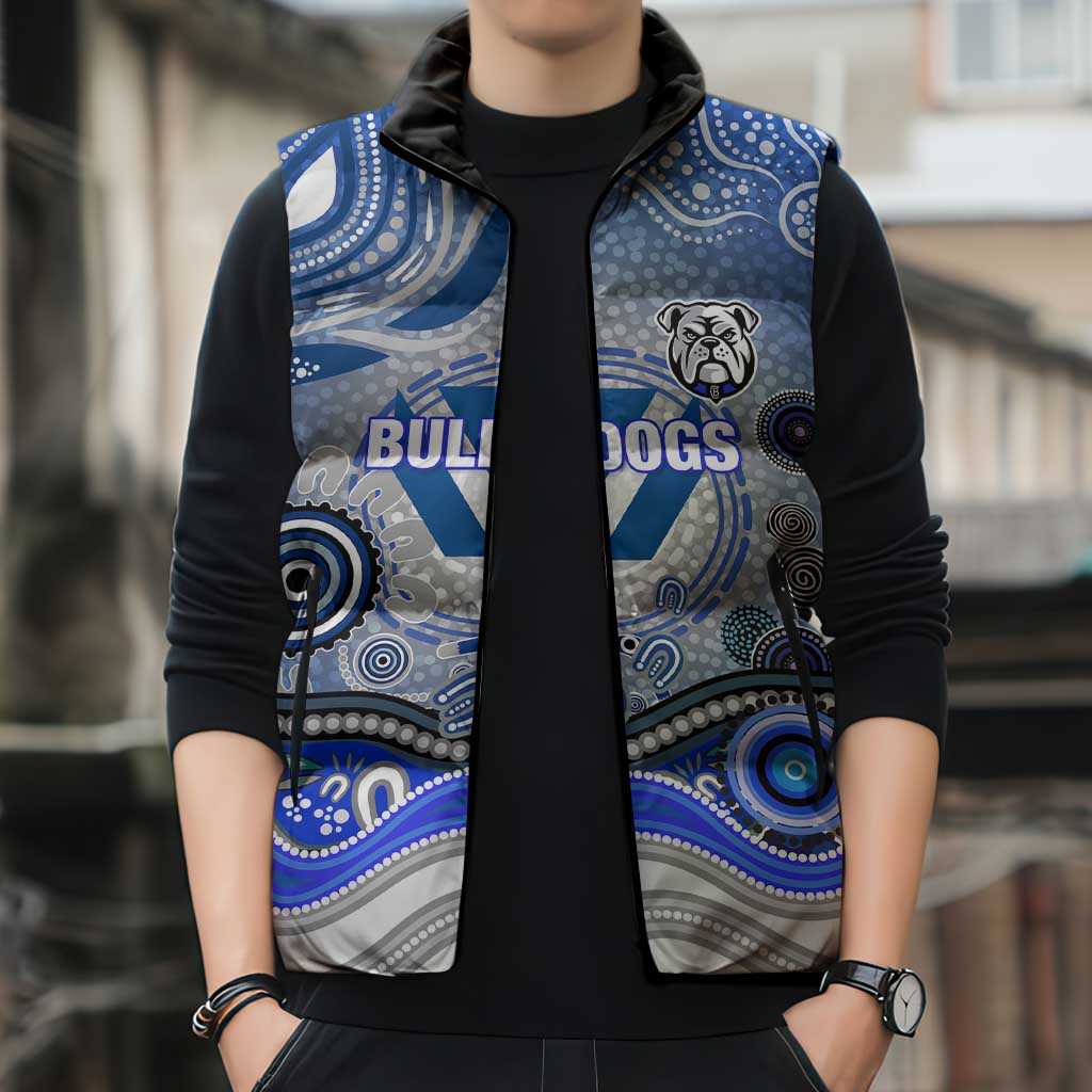 Canterbury Bankstown Bulldogs Rugby Sleeveless Puffer Jacket Australian Aboriginal Dot Painting Style