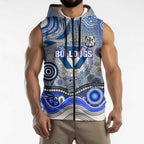 Canterbury Bankstown Bulldogs Rugby Sleeveless Zip Hoodie Australian Aboriginal Dot Painting Style