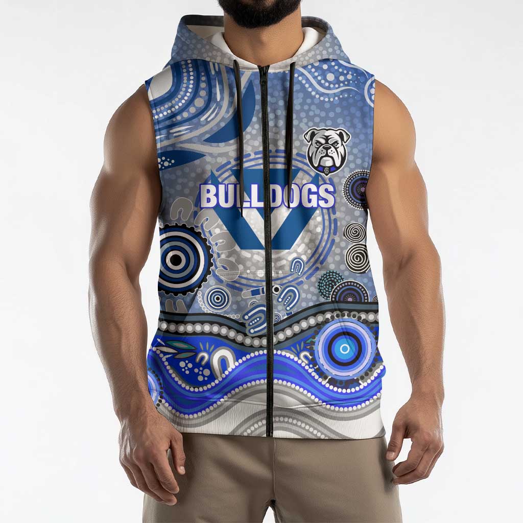 Canterbury Bankstown Bulldogs Rugby Sleeveless Zip Hoodie Australian Aboriginal Dot Painting Style