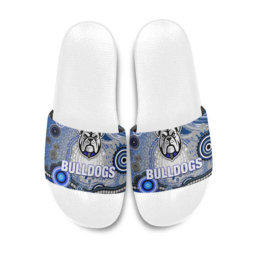 Canterbury Bankstown Bulldogs Rugby Slide Sandals Australian Aboriginal Dot Painting Style