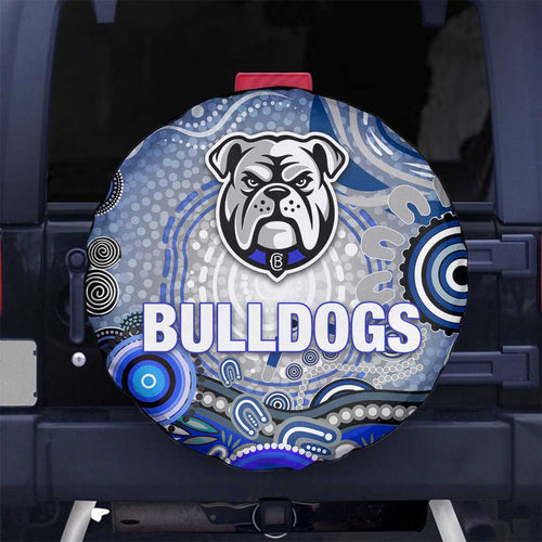 Canterbury Bankstown Bulldogs Rugby Spare Tire Cover Australian Aboriginal Dot Painting Style
