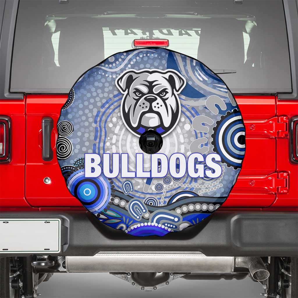 Canterbury Bankstown Bulldogs Rugby Spare Tire Cover Australian Aboriginal Dot Painting Style