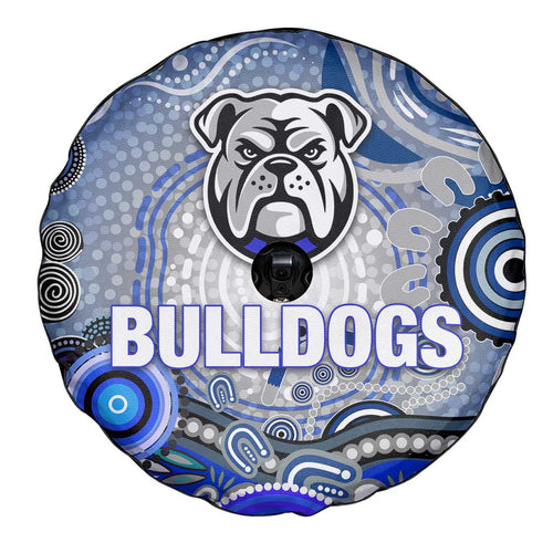 Canterbury Bankstown Bulldogs Rugby Spare Tire Cover Australian Aboriginal Dot Painting Style