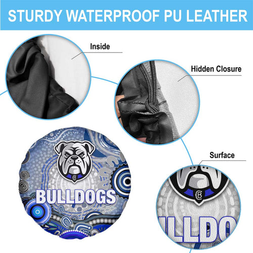 Canterbury Bankstown Bulldogs Rugby Spare Tire Cover Australian Aboriginal Dot Painting Style