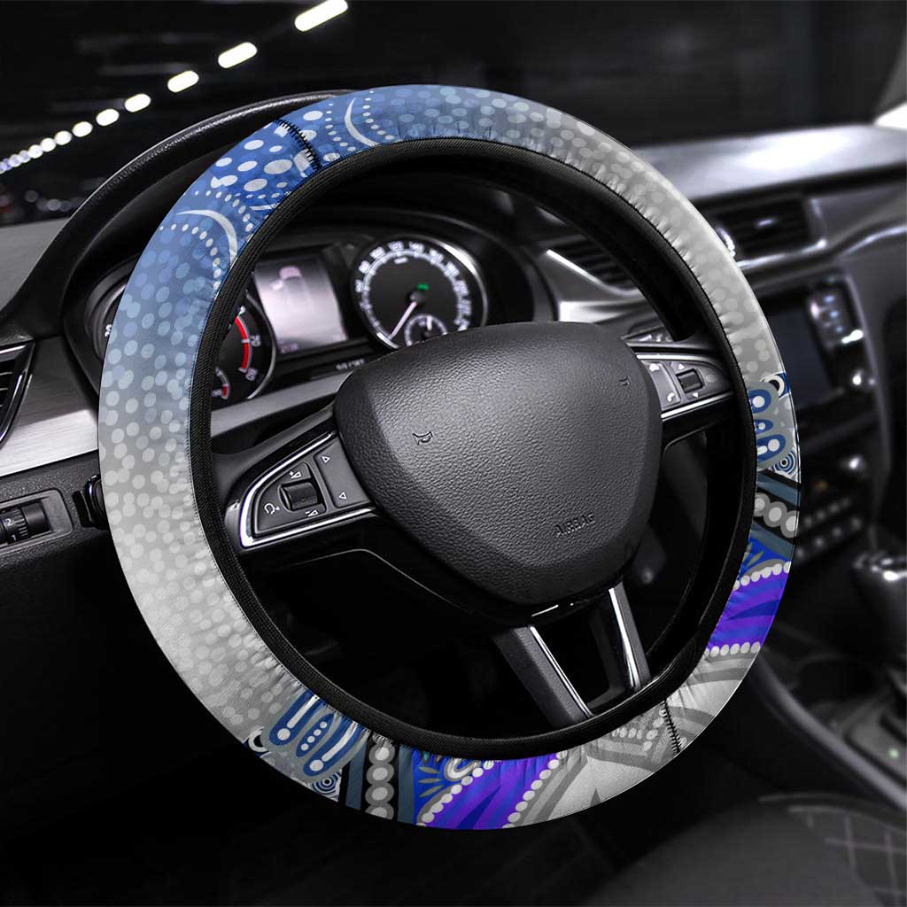 Canterbury Bankstown Bulldogs Rugby Steering Wheel Cover Australian Aboriginal Dot Painting Style