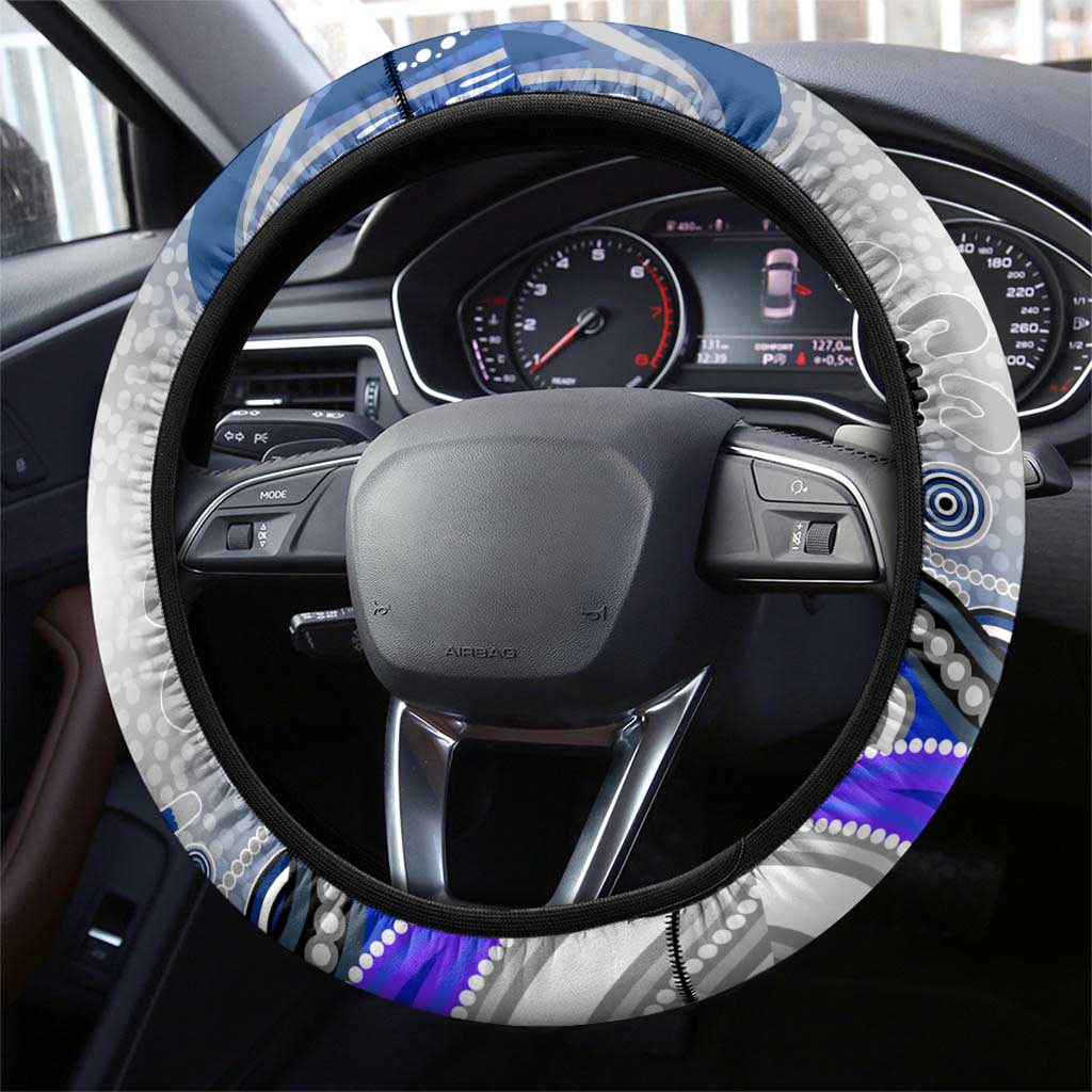 Canterbury Bankstown Bulldogs Rugby Steering Wheel Cover Australian Aboriginal Dot Painting Style