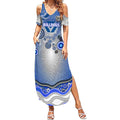 Canterbury Bankstown Bulldogs Rugby Summer Maxi Dress Australian Aboriginal Dot Painting Style