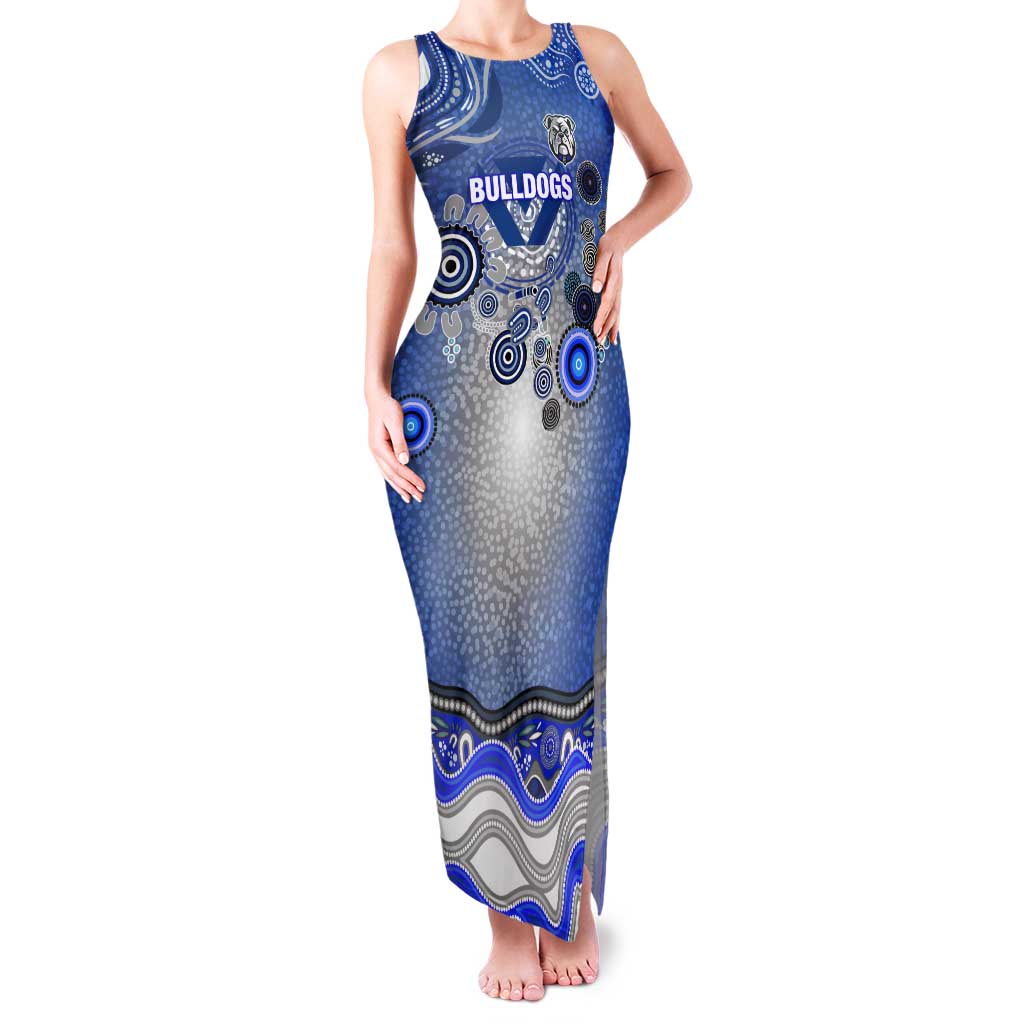 Canterbury Bankstown Bulldogs Rugby Tank Maxi Dress Australian Aboriginal Dot Painting Style