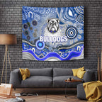 Canterbury Bankstown Bulldogs Rugby Tapestry Australian Aboriginal Dot Painting Style