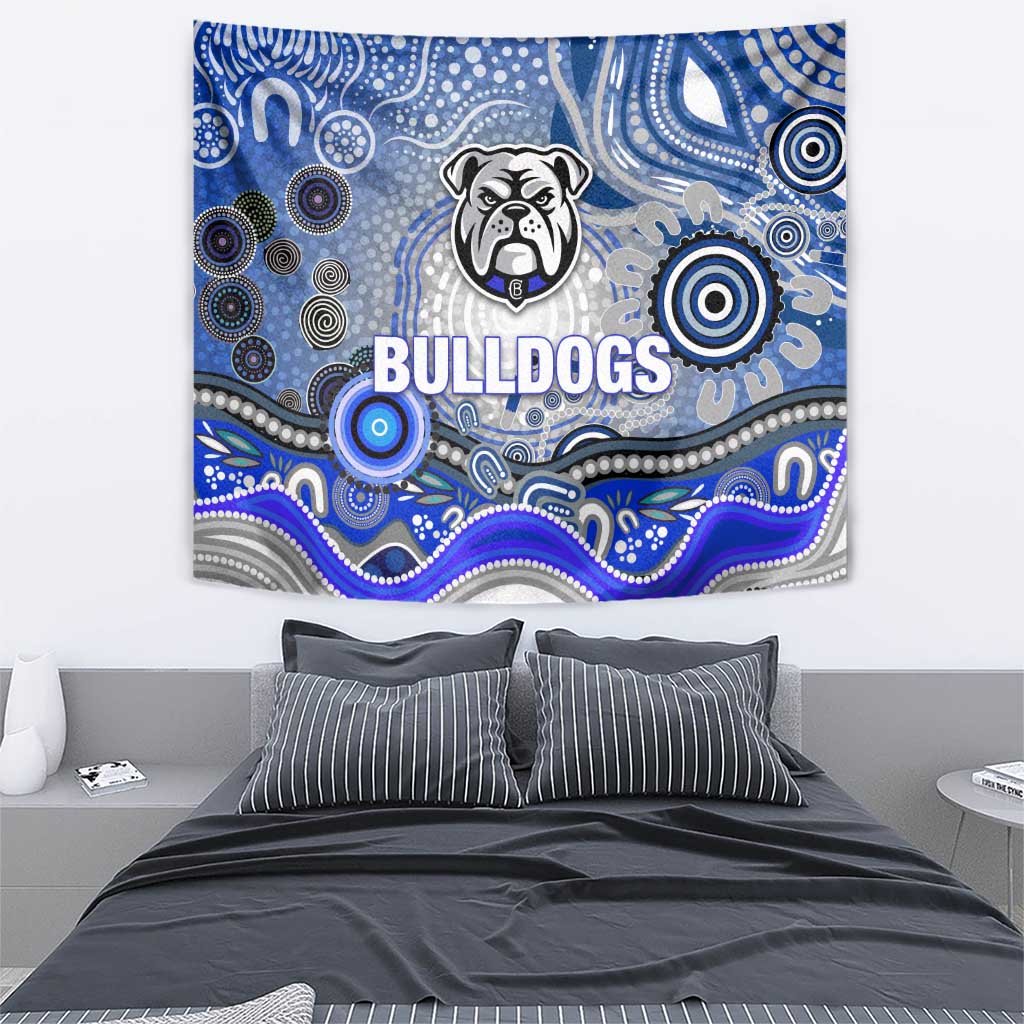Canterbury Bankstown Bulldogs Rugby Tapestry Australian Aboriginal Dot Painting Style
