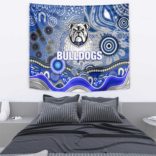 Canterbury Bankstown Bulldogs Rugby Tapestry Australian Aboriginal Dot Painting Style