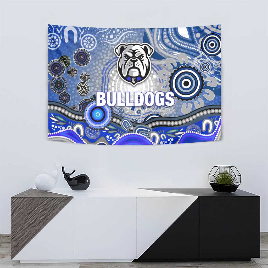Canterbury Bankstown Bulldogs Rugby Tapestry Australian Aboriginal Dot Painting Style