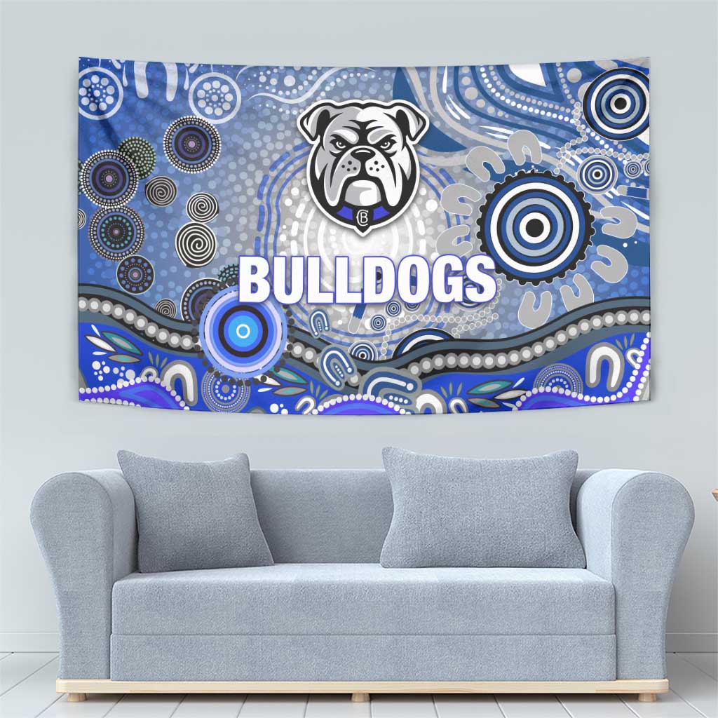 Canterbury Bankstown Bulldogs Rugby Tapestry Australian Aboriginal Dot Painting Style
