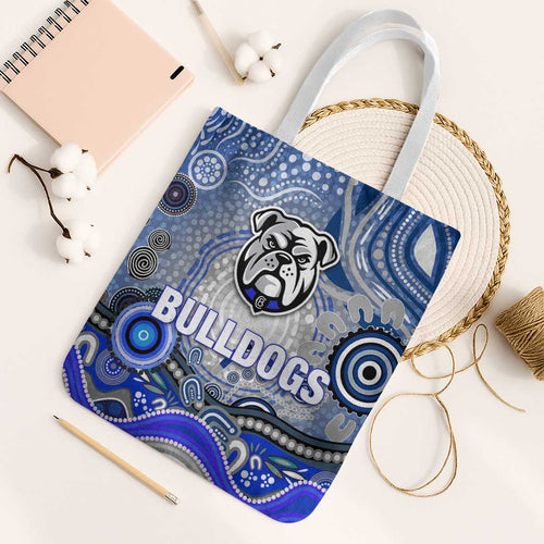 Canterbury Bankstown Bulldogs Rugby Tote Bag Australian Aboriginal Dot Painting Style
