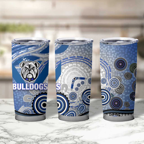 Canterbury Bankstown Bulldogs Rugby Tumbler Cup Australian Aboriginal Dot Painting Style
