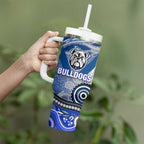 Canterbury Bankstown Bulldogs Rugby Tumbler With Handle Australian Aboriginal Dot Painting Style