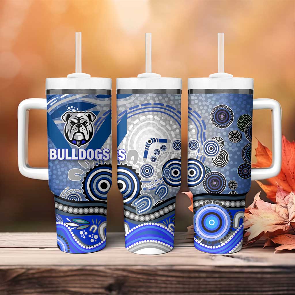 Canterbury Bankstown Bulldogs Rugby Tumbler With Handle Australian Aboriginal Dot Painting Style