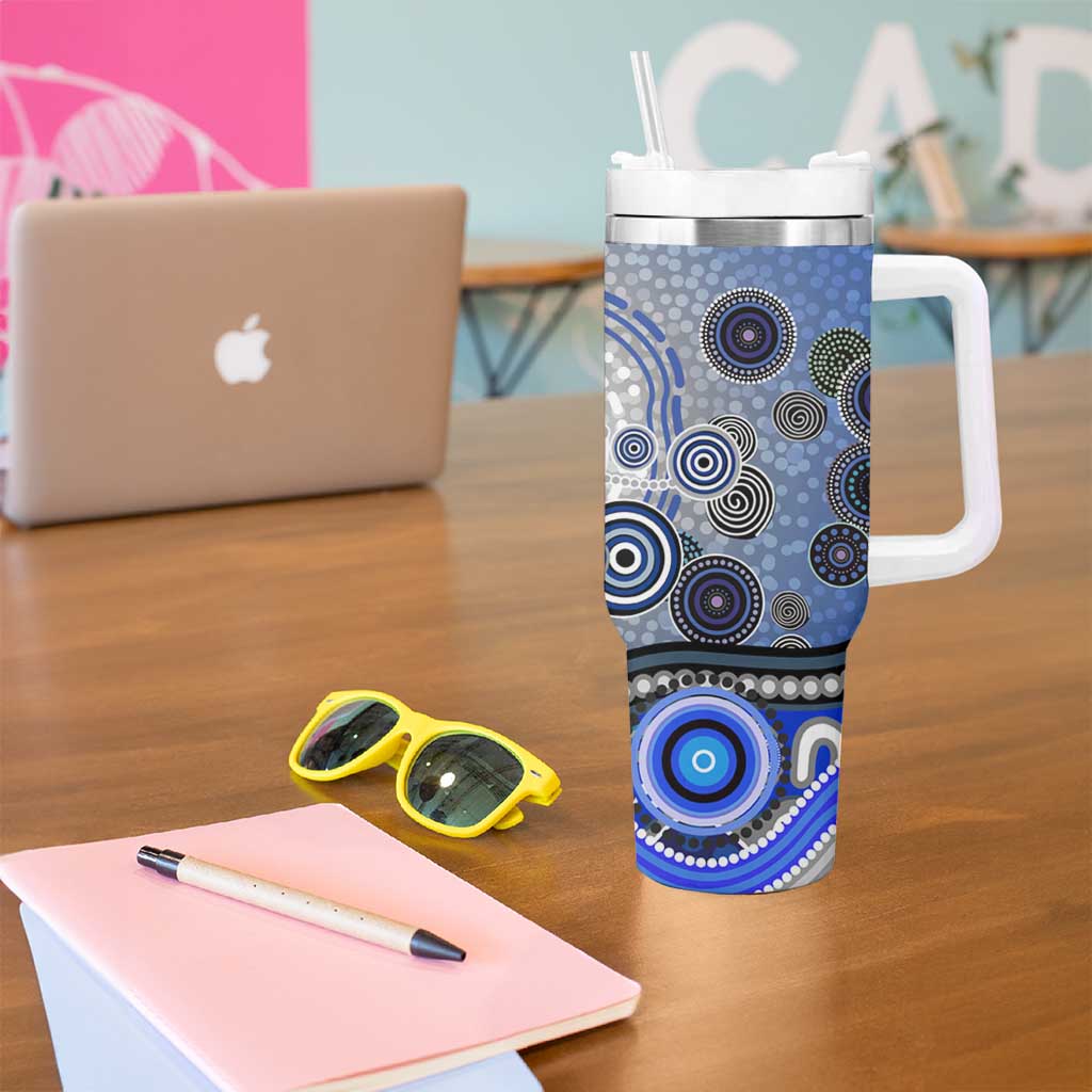 Canterbury Bankstown Bulldogs Rugby Tumbler With Handle Australian Aboriginal Dot Painting Style